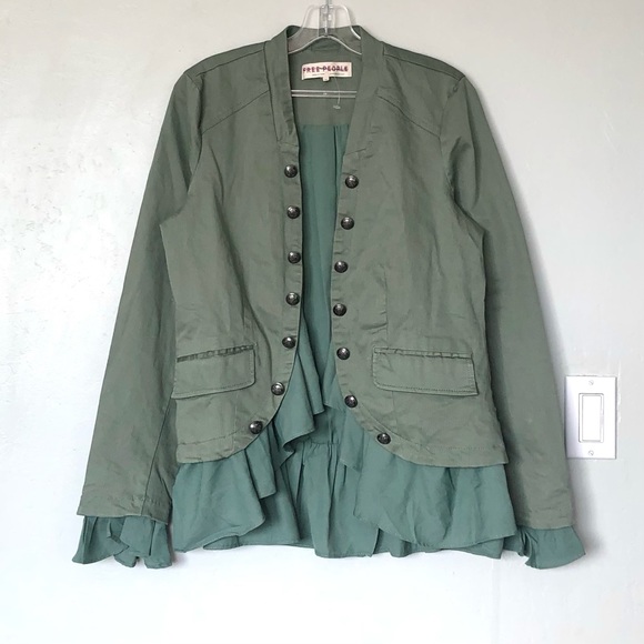 Free People Ruffles Romance Jacket in Teal Green Size S (NWOT) - Picture 1 of 8